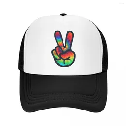 Ball Caps Peace Hand Tie Dye Fingers Design Trucker Hat Men Women Personalised Adjustable Unisex Baseball Cap Outdoor Snapback