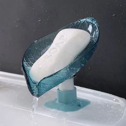 Soap Dishes Leafshaped soap box Drain Bathroom shower Sponge holder Storage tray supplies tools 231023