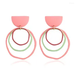 Dangle Earrings Pink Department Circular Ring Pendant Multi Geometry Lovely Fashion Woman Girl Brincos Wedding Bridesmaid Gift