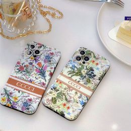 Flower Print Luxury Designers Iphone Case Fashion Phone Case for 12 14 Pro Max 11 13 Promax 14plus Shockproof Silicone Phones Cover