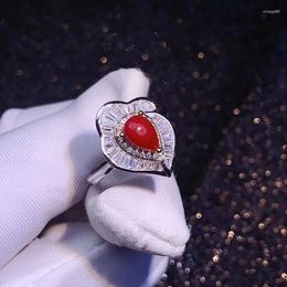 Cluster Rings CoLife Jewelry Fashion Red Coral Ring 5mm 7mm Natural Precious Silver 925 Gift For Woman