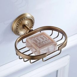 Soap Dishes Antique Punch-free Soap Holder Soap Dishes Carved Tray Home el Drain Shelf Vintage Wall-mounted Brass Bathroom Accessories 231024