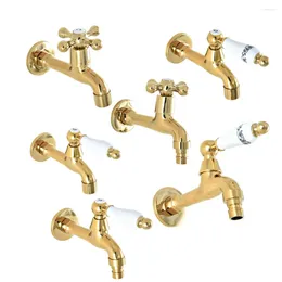 Bathroom Sink Faucets Gold Colour Brass Wall Mount Mop Pool Faucet /Garden Water Tap / Laundry Taps Washing Machine Mzh308