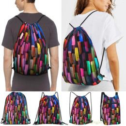 Shopping Bags Multicoloured Watercolour Stripes Pattern Men Outdoor Travel Gym Bag Waterproof Drawstring Backpack Women Fitness Sackpack