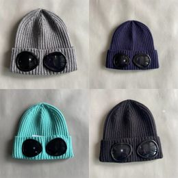 Ribbed knit goggle beanie designer winter hat men ski lens bonnet luxe simple solid color luxury skull caps womens casual trendy street hj02