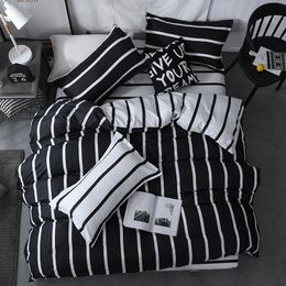 Bedding sets Set Duvet Cover Pillowcase bed linens Black And White Stripe Printing Quilt Bed Flat Sheet Queen Size 231023