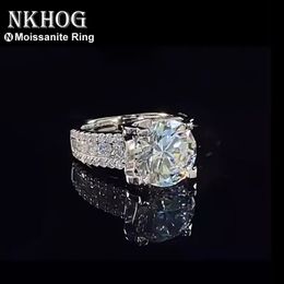 Wedding Rings Real 2 Carat 8mm Wedding Ring For Women 925 Sterling Silver Band D Colour VVS Diamond Engagement Fine Jewellery With Gra 231023