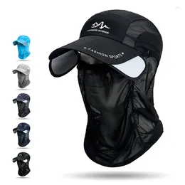 Ball Caps Summer Retractable Brim Detachable Neck Protection Veil Sunshade Baseball Cap Men Outdoor Sun-Proof Face Cover Quick-Drying Hat