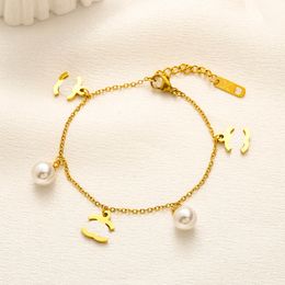 New Love Pearl Bracelet 18K Gold Plated Boutique Bracelet Designer Brand Girls' Luxury Jewellery Romantic style Christmas Family Gift Chain Bracelet