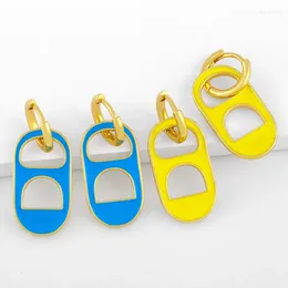 Dangle Earrings FLOLA Copper Enamel Soda Tabs For Women Pig Nose Huggie Gold Plated Hoops Fashion Jewellery Gifts Ersw24