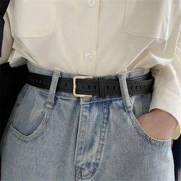 Belts Female Fashion Black Waist Jean Pants Belt Thin Metal Pin Buckle Waistband Unisex Hip Hop Strap Wholesale