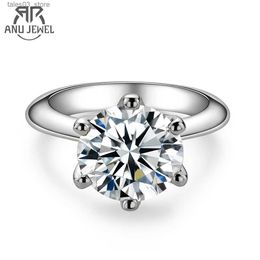 Wedding Rings AnuJewel 1ct 2ct 3ct 5ct D Colour Moissanite Engagement Ring For Women 925 Sterling Silver Gold Plated Solitaire Rings Wholesale Q231024