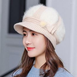 Visors Style Women Beret Hats Knitted Female Retro Berets Ladies Solid Color Autumn Warm Cap Gifts For Girlfriend Or Wife