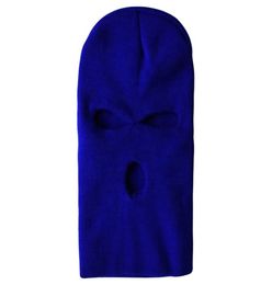 Balaclava 100 Whole Acrylic Blank Dust Proof Cap Three Hole Winter Knitted Girl Ski Mask OEHH1751744