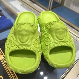3D slipper luxury women designer slide classic men Barocco dimension sliders Round toe shoe Rubber summer head thick sandale platform comfort flat