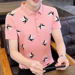 Men's Polos Fashion Style Men Summer Short Sleeve Polo Brand Casual Top Quality Print Leaf Design Male Tshirts