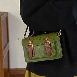 Shoulder Bags Bags Women's Vintage Soul Bag Elegant and Elegant Autumn Green Vintage Simple All Square Messenger Bagcatlin_fashion_bags