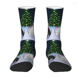 Men's Socks Whippet Sihthound Dog Dress Women's Warm Funny Novelty Greyhound Christmas Tree Crew