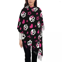 Scarves Womens Tassel Scarf Cool Skull Long Winter Fall Shawl And Wrap Halloween Cartoon Daily Wear Pashmina