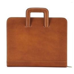 Briefcases Genuine Leather Vintage Men Briefcase For 13.3" Laptop 12.9" Tablet Handbag Business Portfolio Organizer Travel Office Bag