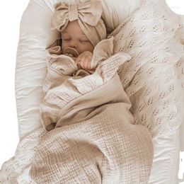 Blankets Baby Breathable Born Boy GirlSwaddle Wrap Receiving 120 120cm Infant Cotton Knitted Stroller Bassinet Nursery Quilts