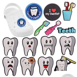 Shoe Parts Accessories Wholesale 100Pcs Pvc Tooth Toothbrush Love Dentist Sandals Buckle Charms Boys Girls Decorations For Button Dhj6D