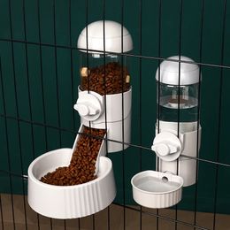 Dog Bowls Feeders Automatic Pet Bowls Cage Hanging Feeder Pet Water Bottle Food Container Dispenser Hanging Bowl For Puppy Cats Rabbit Pet Feeding 231023