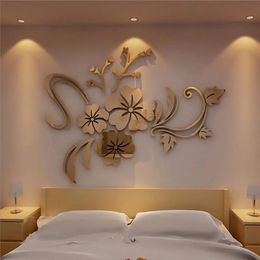 Wall Stickers Self Adhesive Sticker Flower Vine Modern Decal Waterproof Anti Static Harmless Removable Mirror Home Room Office Decoration 231023