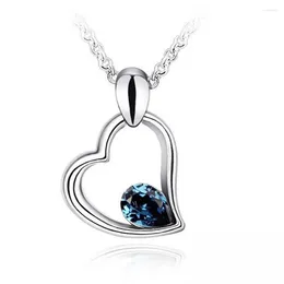 Pendant Necklaces Heart Necklace Sell Silver Plated Elegant Jewellery Austrian Crystal Pendants Women Jewerly