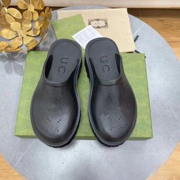 top quality luxury shoe designer woman Slipper man slip-on Flat perforated sandal rubber platform foam lug sole summer classic outside comfort flat slide