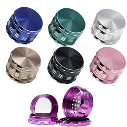 4 Layer 63mm Bright Surface Thread Grinder Sound Box Aluminium Alloy Grinders Circular Hole With Silica Gel Leather Ring Groove Design Tobacco Crush Grinder