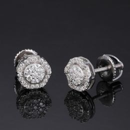 Diamond Passed Test 925 Sterling Silver Full Bling Moissanite Earrings Studs Nice Gift for Men Women for Party Wedding