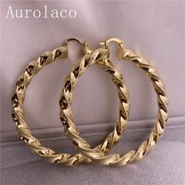 Hoop Huggie AurolaCo 30-90MM Big Hoop Earrings Stainless Steel Hip Hop Style Earrings Custom Earrings for Women Party Gift 231023