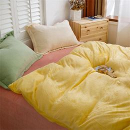 Bedding Sets EGW Velvet Fleece Duvet Cover Winter Thicken Crystal Set AB Side Candy 4Color/Set Flat Sheet Pillowcase Home Textile