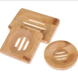 Natural Bamboo Wood Soap Dish Storage Holder Bathroom Round Drain Box Rectangular Square Ecofriendly Wooden Tray Holder Fashion