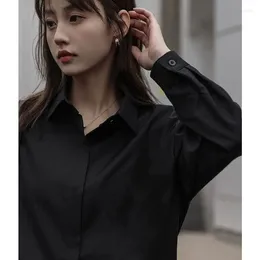 Women's Blouses Black Long-sleeved Shirt For Women 2023 Spring Autumn Korean Style Fashion Luxury Clothes Blouse White Cute Tops