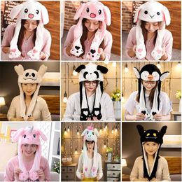 Beanie/Skull Caps Cute Bunny Ears Hat Moving Rabbit Soft Jumping Up Cap Funny Toy Girls Cartoon Kawaii Plush Hat Toys Gift for Adult KidsL23/10/24