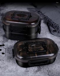 Storage Bags 1pc Stainless Steel Monolayer Lunch Box Portable Bento Container Food Sealed Carrier (Black)