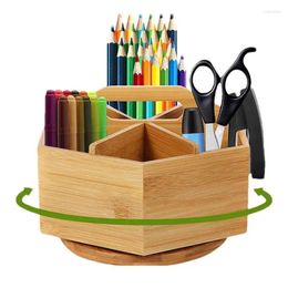 Storage Boxes Crayon Holder Desktop 6-Grids Organizer For Holding Pencils Rotating Pencil Pen Supplies Offices Study Room
