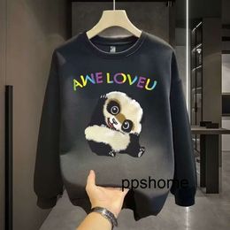 Fashion ppshome New autumn and winter Korean style lazy long sleeved casual top with trendy brand ins style giant panda print sweater for men and women