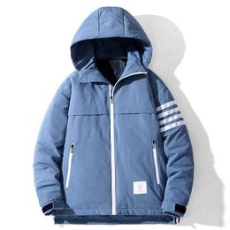 Trendy brand four bar down jacket men's winter thickened 90 white duck down couple casual sports hooded jacket