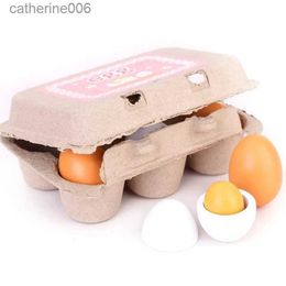 Other Toys 6PCS Eggs With Box Pretend Play Kitchen Toys Food Cooking Learning Educational Baby Toy For Children Simulation Accessories GiftL231024