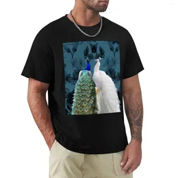 Men's Polos White Peacock And Blue Bird Po Art A732 T-Shirt Boys T Shirts Black Short Sleeve Plain Men