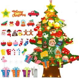 Christmas Decorations DIY Felt Tree 2023 Merry For Home Navidad Xmas With Light Ornaments Year Gift