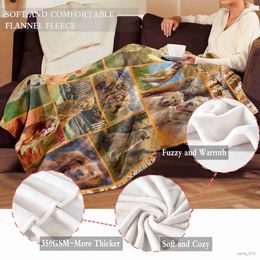 Blankets Golden Retriever Blanket Warm Plush Bedspread Nap for Bed Sofa Home Flannel Animal Blankets Fluffy Soft Cozy
