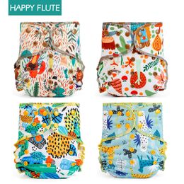 Cloth Diapers Adult Diapers Nappies 4pcs Happy flute Organic Cotton Cloth Diaper Nappy One Size Pocket Reusable Diapers Eco-friendly fit 3-15kg baby 231024