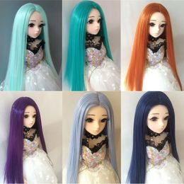 Dolls 13 14 16 18 112 bjd sd doll long straight hair high temperature Fibre blue multicolor accessories 231024