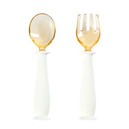 Cups Dishes Utensils 3PCS Children Learn to Eat Spoon Fork Set Feeding Cutlery Baby Dinnerware 231024