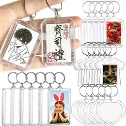 Keychains 5PCS DIY Blank Po Insert Ring Key Chain Transparent Acrylic Picture Frame Keyring Keychain Gift