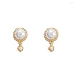 Stud Earrings 10 Pair / Lot Fashion Jewelry Metal Round Pearl For Women